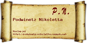 Podwinetz Nikoletta névjegykártya